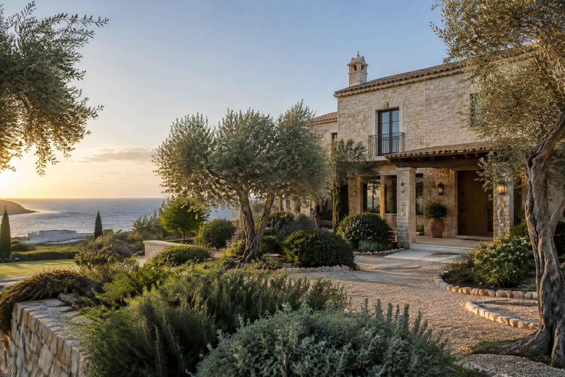 A stone Cyprus home surrounded by olive trees